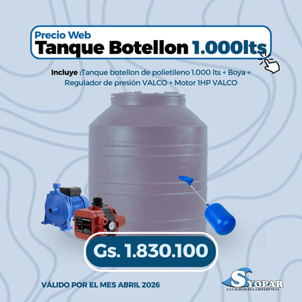 Combo Tanque polietileno 1.000Lts BOTELLON