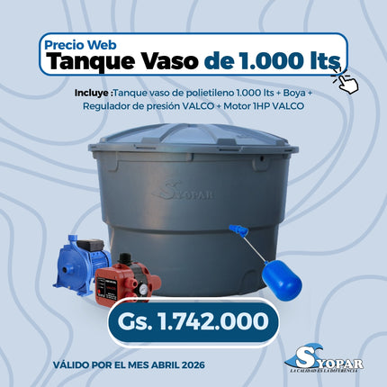 Combo Tanque polietileno 1.000Lts VASO