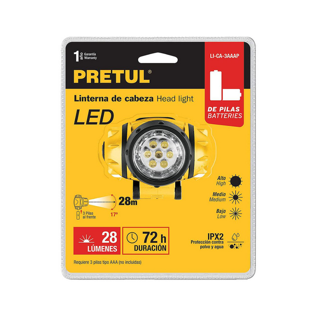 Linterna LED p/Cabeza 65 lumenes PRETUL