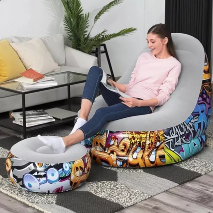 Sillon inflable c/ posa pie Graffitti BESTWAY