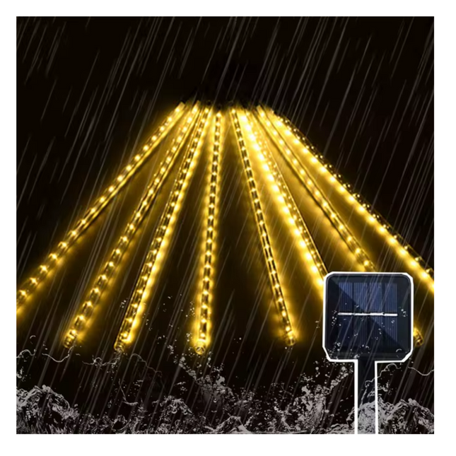 Cascada Lluvia Luz Amarilla Solar 3 mts. 10 Tubos