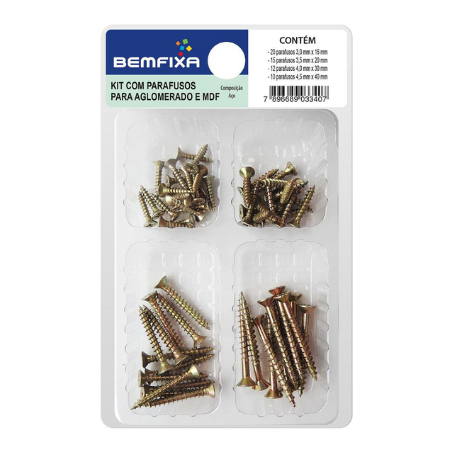 Kit de tornillos aglomerados Bemfixa