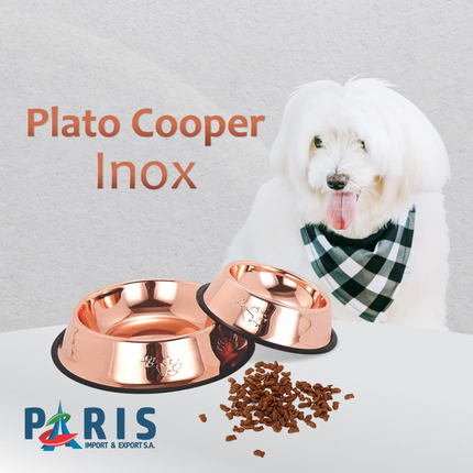 Comedero para mascotas Copper Inox 1000ml Redondo PARIS