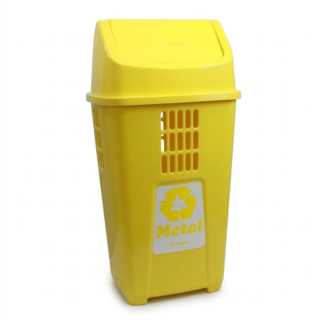 Basurero Basculante 50 Lts. Amarillo PLASVALE