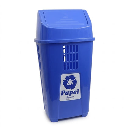 Basurero Basculante 50 Lts. Azul PLASVALE