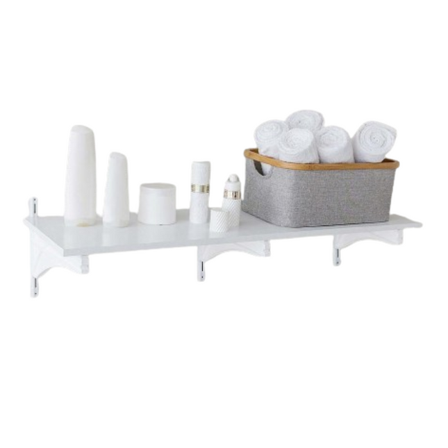 Estante de madera doble con riel blanco Metaltru