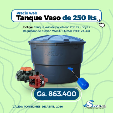 Combo Tanque polietileno 250Lts VASO