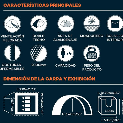 Camping AlpineDome- 4 plazas BESTWAY